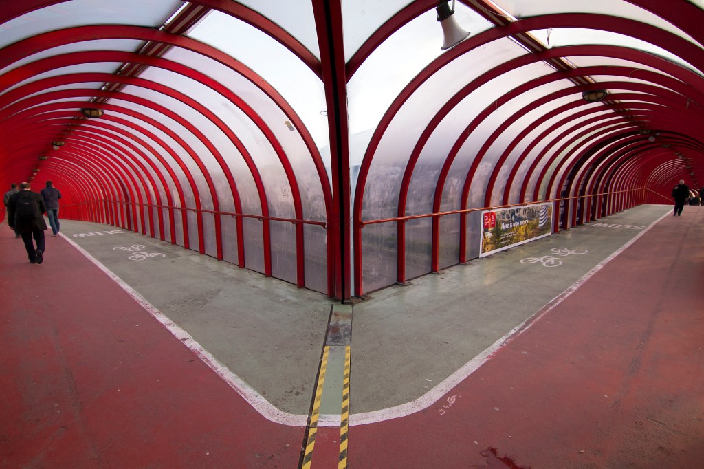 The Bendy Straw Walkway - Clydeside Expressway - Glasgow, Scotland - wide angle