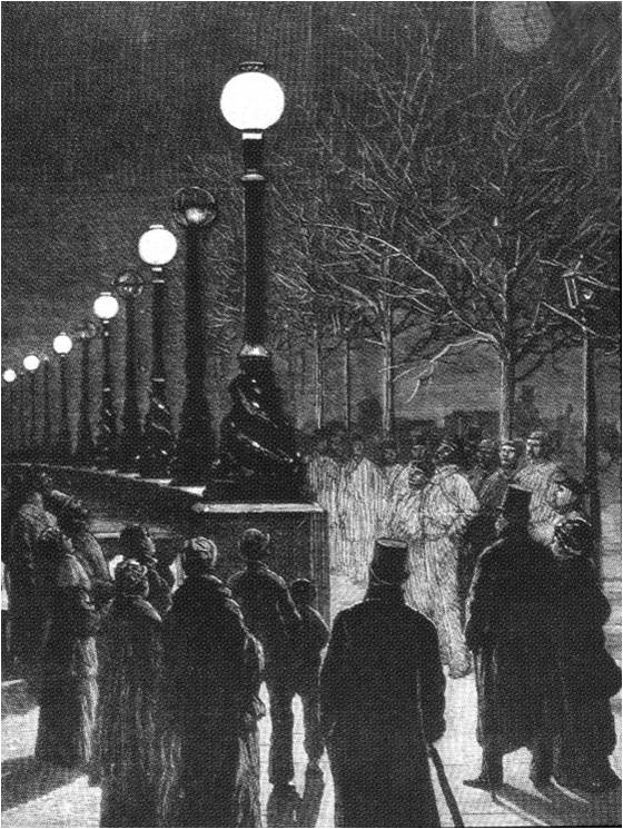 Jablochkoff Candles on the Victoria Embankment - December, 1878