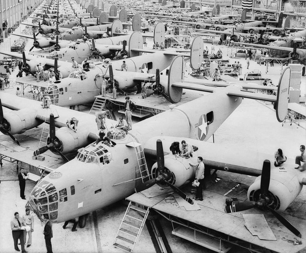 Double assembly line - Farm Security Administration - Office of War Information Photograph Collection (Library of Congress, LC-USW33-055044-D)